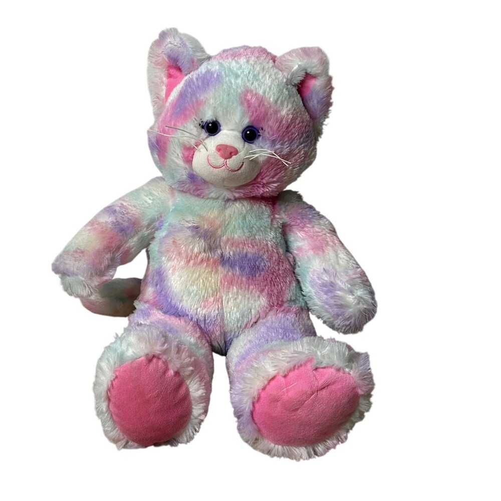 Build-A-Bear Workshop Pastel Swirl Kitty Cat Pink Purple Mint Plush 2022 DH0022 - Picture 1 of 6